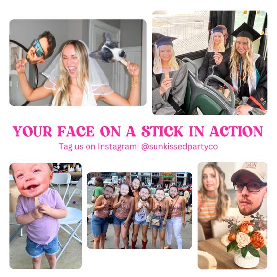 Face on A Stick Big Head Cutouts Big Head Graduation Birthday Sports Game Bride Family Gag Gift Funny Decor Fat Head Fast Shipping Sunkissed - Image 5