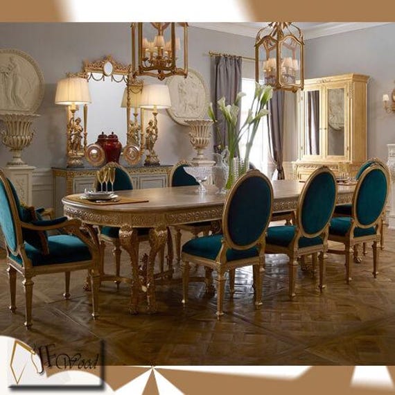 Faliva Royal Dining Tables Luxury Dining Chairs. Classic Hand Carved Kitchen set Table and Chair. Mahogany Wood Dining Room Furniture - Image 2