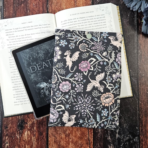Whimsical Dragon Kindle Sleeve: Floral Fantasy Cover, Book Lover Gift - Image 2