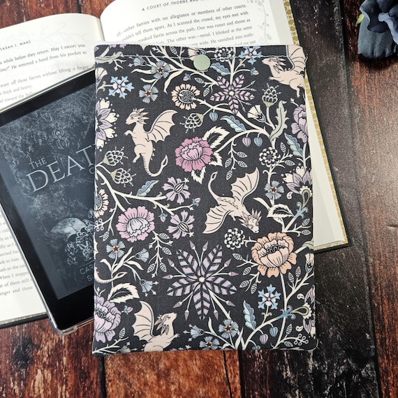 Whimsical Dragon Kindle Sleeve: Floral Fantasy Cover, Book Lover Gift - Image 3