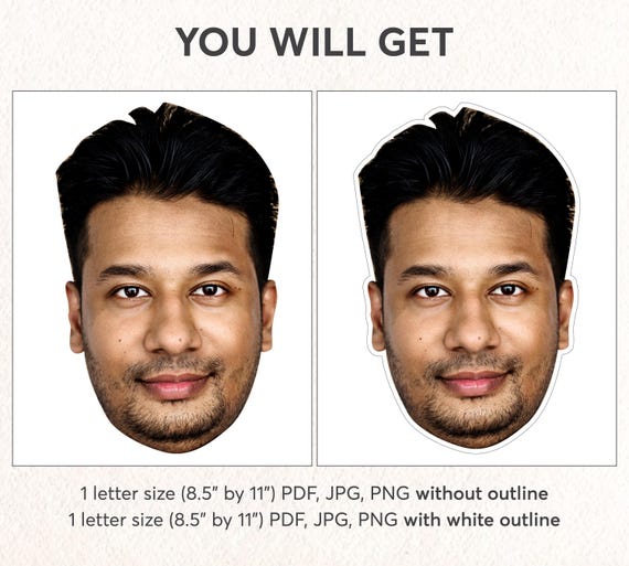 Personalized Face on a Stick | Custom Big Head Photo Prop | Bachelorette Party Prop | Birthday Big Face Stick | Custom Photo Stick Digital - Image 3