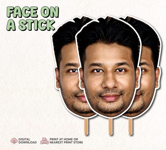 Personalized Face on a Stick | Custom Big Head Photo Prop | Bachelorette Party Prop | Birthday Big Face Stick | Custom Photo Stick Digital - Image 2