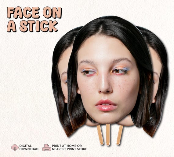 Face on a Stick | Custom Big Head Photo Stick | Bachelorette Prop Sticks | Personalized Photo Face Cutouts | Printable Big Face Stick PDF - Image 2