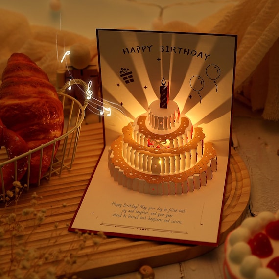 Musical Birthday Cards with Lights, Sound Recorded Cards, Gifts for Him, Gifts for Mom, Birthday Gift,3D Greeting Card, Birthday Party Favor - Image 4