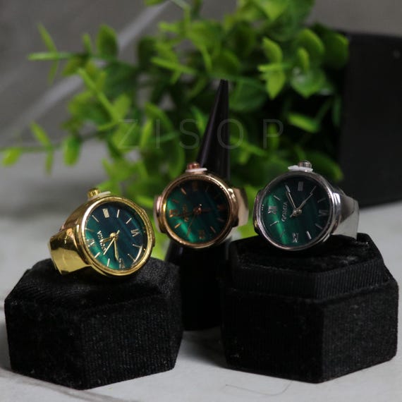Vintage Watch Ring | Adjustable Mini Clock Ring | Y2K Aesthetic Jewelry | Retro Goth Steampunk Ring | Functioning Timepiece for Women & Men - Image 2
