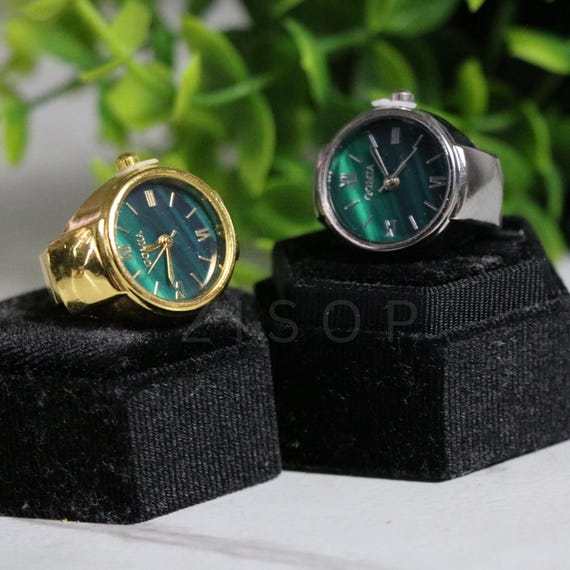 Vintage Watch Ring | Adjustable Mini Clock Ring | Y2K Aesthetic Jewelry | Retro Goth Steampunk Ring | Functioning Timepiece for Women & Men