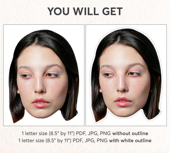 Face on a Stick | Custom Big Head Photo Stick | Bachelorette Prop Sticks | Personalized Photo Face Cutouts | Printable Big Face Stick PDF - Image 3