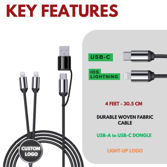 Custom 2-in-1 Corporate Cable Gift | Branded Device Chargers | Customized Charging Cables | Wholesale Event Gifts | Top Conference Present - Image 2