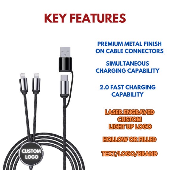 Custom 2-in-1 Corporate Cable Gift | Branded Device Chargers | Customized Charging Cables | Wholesale Event Gifts | Top Conference Present - Image 3