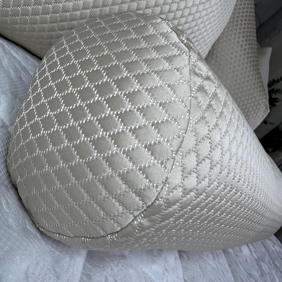 Cream Bolster Cushion in DesignerBeaumont Textiles Fabric - Home Decor Accent 16" x 6" Bed Pillow - Image 3