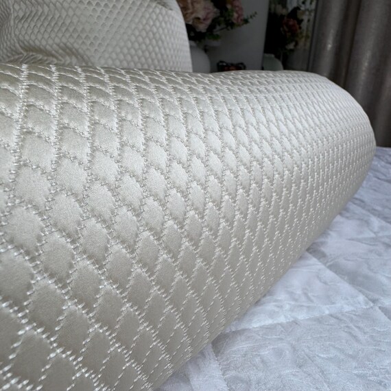 Cream Bolster Cushion in DesignerBeaumont Textiles Fabric - Home Decor Accent 16" x 6" Bed Pillow - Image 5