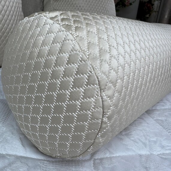 Cream Bolster Cushion in DesignerBeaumont Textiles Fabric - Home Decor Accent 16" x 6" Bed Pillow - Image 8