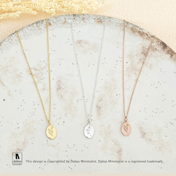 Tiny Birth Flower Necklace, Wild Flowers Memorial, Sterling Silver Necklace, Gift For Her, Birth Flower Jewelry, Floral Necklace - Image 2