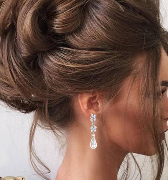 Pearl Bridal Necklace set Pearl Wedding Jewelry Rose Gold Pearl Necklace Pearl Bridal Necklace set Pearl Bridesmaid Jewelry Set - Image 4