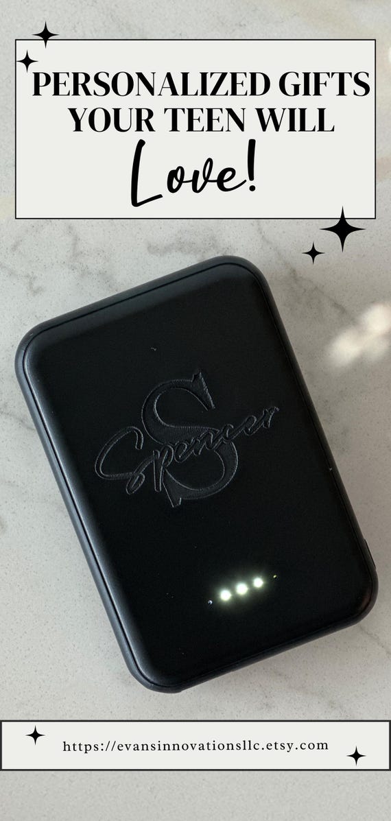Personalized Portable Charger Custom Power Bank Teen Gift Ideas Tech Gift for Him Her Thin Magnetic Portable Charger Engraved Gift for Teen - Image 7