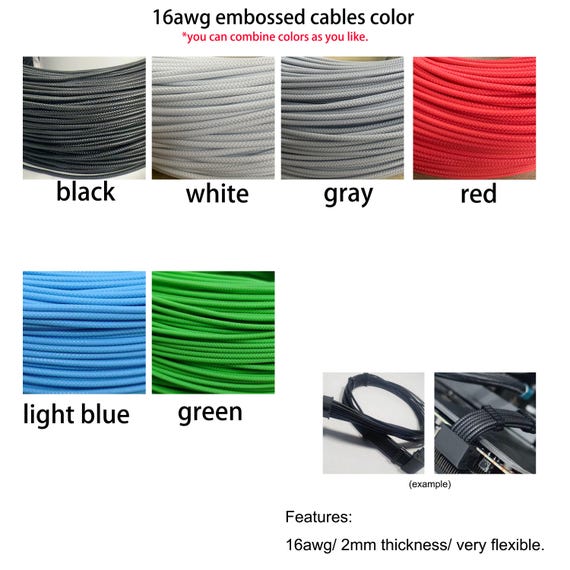 CoolerMaster full modular psu cables customized sleeved silver plated cables - Image 10