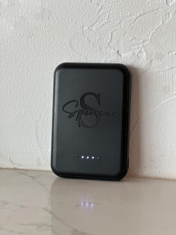 Personalized Portable Charger Custom Power Bank Teen Gift Ideas Tech Gift for Him Her Thin Magnetic Portable Charger Engraved Gift for Teen - Image 5