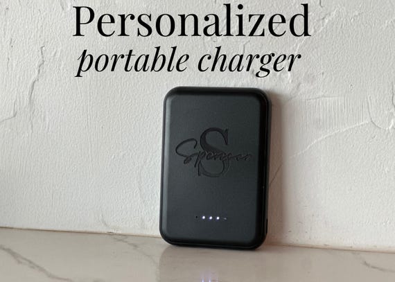 Personalized Portable Charger Custom Power Bank Teen Gift Ideas Tech Gift for Him Her Thin Magnetic Portable Charger Engraved Gift for Teen