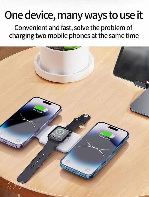 HSquared 3-in-1 Wireless Charging Station โ Iphone Charger, Desk Accessory, Travel Charger - Image 9
