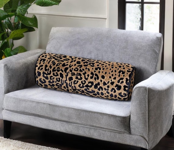 Luxurious Cheetah Velvet Piping Decorative Bolster Pillow Cover-Anniversary Gift-Bedroom decor-Elegance Home Decor-Handcrafted Roll Pillow - Image 10