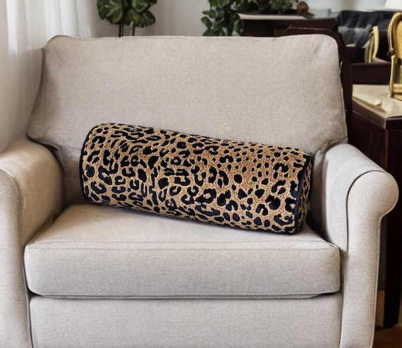 Luxurious Cheetah Velvet Piping Decorative Bolster Pillow Cover-Anniversary Gift-Bedroom decor-Elegance Home Decor-Handcrafted Roll Pillow - Image 8