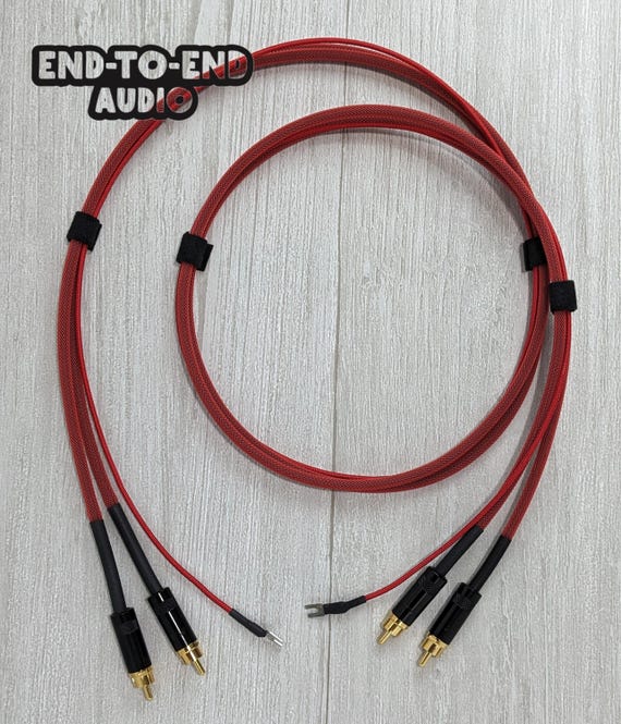 Turntable Cable Set | Mogami Cable, Dual Gold RCA, Spade Ground Wire, Braided Sleeve | Handmade, Universal, Project, Audio Technica, Rega - Image 4