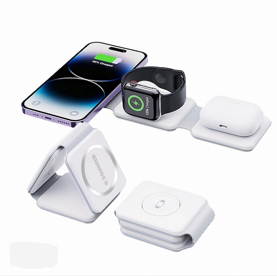 HSquared 3-in-1 Wireless Charging Station โ Iphone Charger, Desk Accessory, Travel Charger