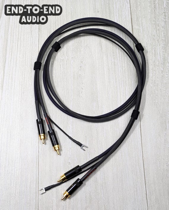 Turntable Cable Set | Mogami Cable, Dual Gold RCA, Spade Ground Wire, Braided Sleeve | Handmade, Universal, Project, Audio Technica, Rega - Image 2