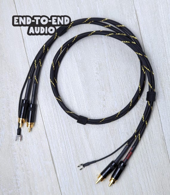 Turntable Cable Set | Mogami Cable, Dual Gold RCA, Spade Ground Wire, Braided Sleeve | Handmade, Universal, Project, Audio Technica, Rega - Image 5