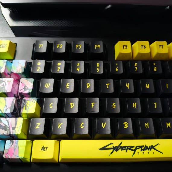 Cyberpunk&Edgerunners Keycaps, Dual Legends (Top + Side Print), 124 Keys PBT ASA Profile, Neon Aesthetic, Artisan Mechanical Keycaps - Image 8