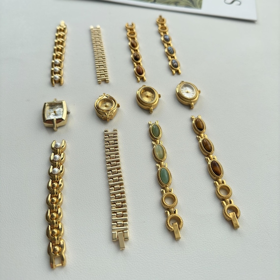 Custom Gold Gemstone Watch Bracelet,Personalization Vintage Wristwatch With Natural Stones,Retro Oval Dial Wristwatch,Fashion Gift for Her - Image 10