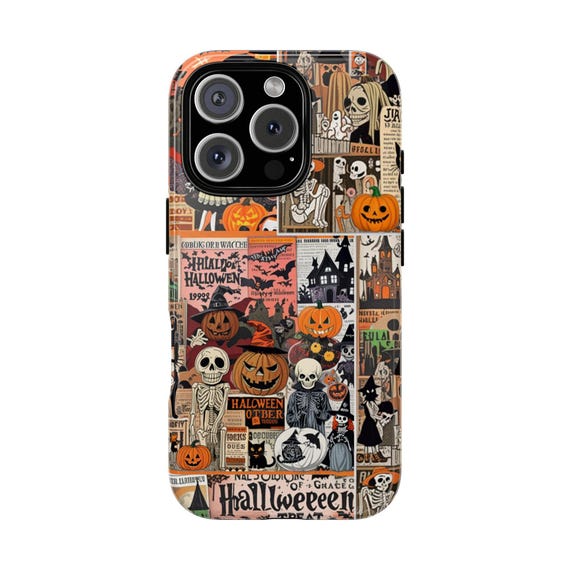 Retro Scary Halloween Phone Case Vintage Style Collage for iPhone 16 15 14 Pro Max Samsung S24 S23 - Image 5