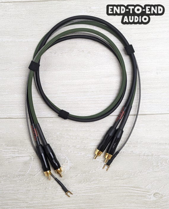 Turntable Cable Set | Mogami Cable, Dual Gold RCA, Spade Ground Wire, Braided Sleeve | Handmade, Universal, Project, Audio Technica, Rega - Image 3