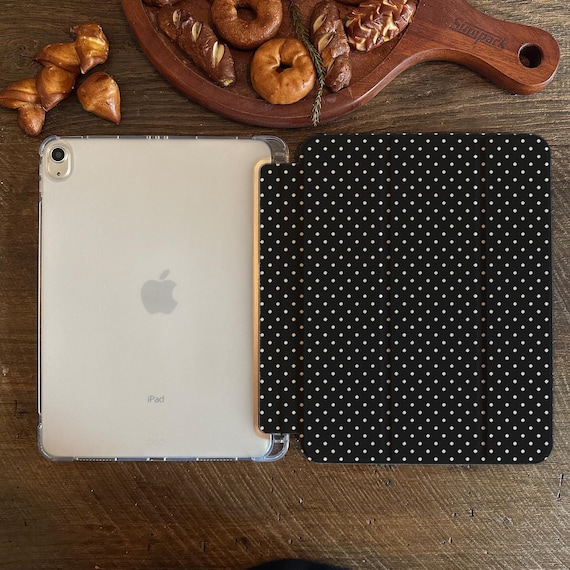 Black and White Polka Dots iPad Case with Apple Pencil Holder Cover for Air/Pro/Mini Case iPad 2024 M2 M4 A16 Case, Samsung Galaxy Tab S8/9 - Image 2