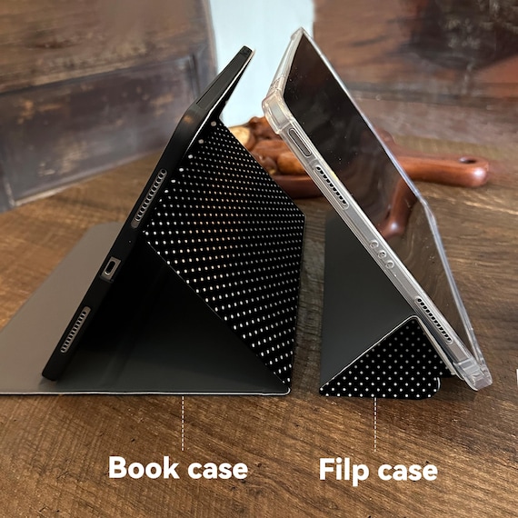 Black and White Polka Dots iPad Case with Apple Pencil Holder Cover for Air/Pro/Mini Case iPad 2024 M2 M4 A16 Case, Samsung Galaxy Tab S8/9 - Image 5