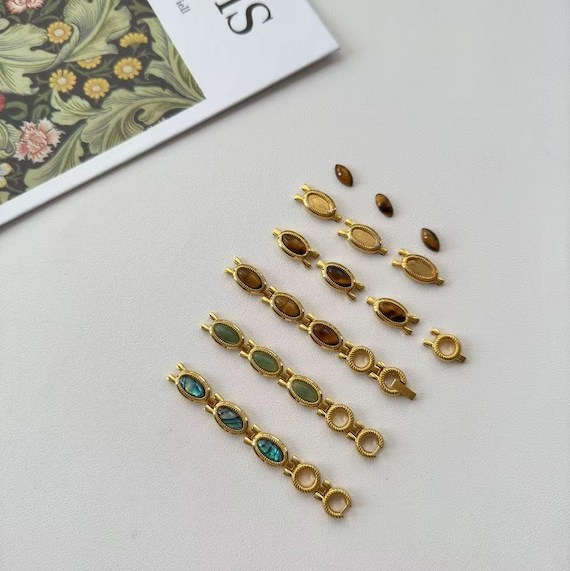 Custom Gold Gemstone Watch Bracelet,Personalization Vintage Wristwatch With Natural Stones,Retro Oval Dial Wristwatch,Fashion Gift for Her - Image 7