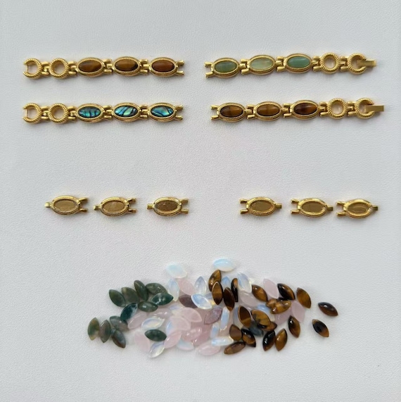 Custom Gold Gemstone Watch Bracelet,Personalization Vintage Wristwatch With Natural Stones,Retro Oval Dial Wristwatch,Fashion Gift for Her - Image 8