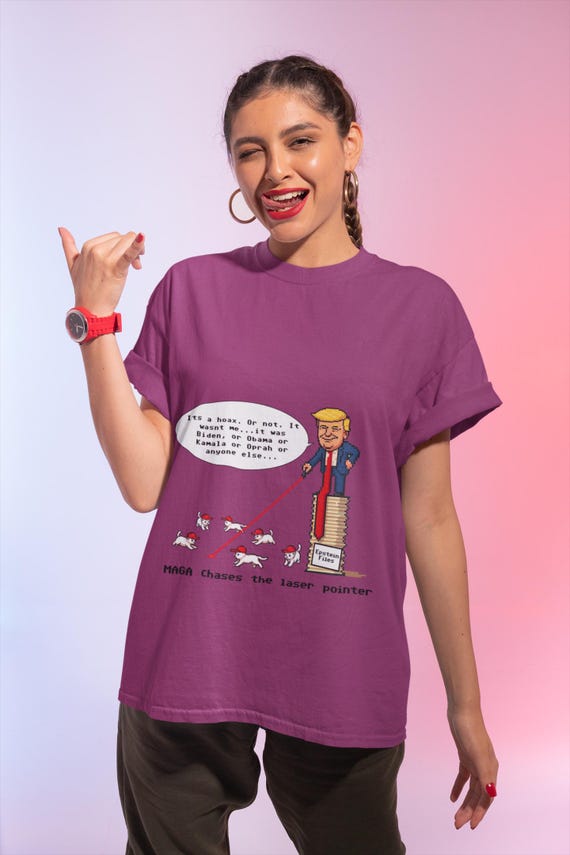 MAGA Chases the Laser Pointer - 100% Cotton Tee, 8-Bit Design, Political Satire, Activist Gift, Patriot T-shirt