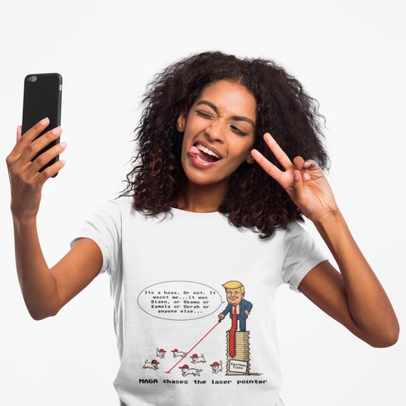 MAGA Chases the Laser Pointer - 100% Cotton Tee, 8-Bit Design, Political Satire, Activist Gift, Patriot T-shirt - Image 5