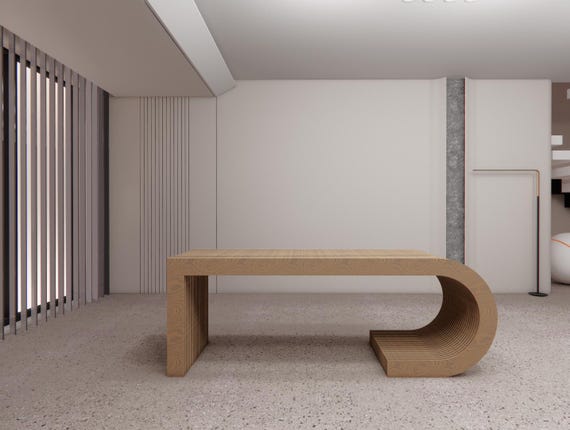 Parametric Wooden Office Desk | Modern CNC Cut Executive Table | Organic Curved Design - Image 2