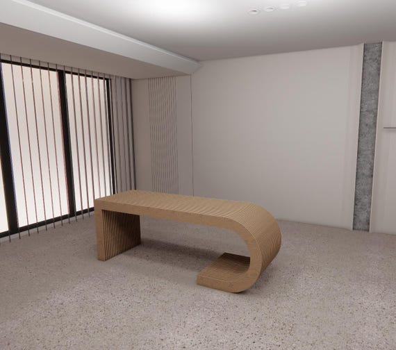 Parametric Wooden Office Desk | Modern CNC Cut Executive Table | Organic Curved Design - Image 3