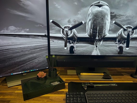 Stepped Desk Organizer Tiered Office Caddy with Plant Pot Inserts for Modern Workspace or Home Office - Image 5