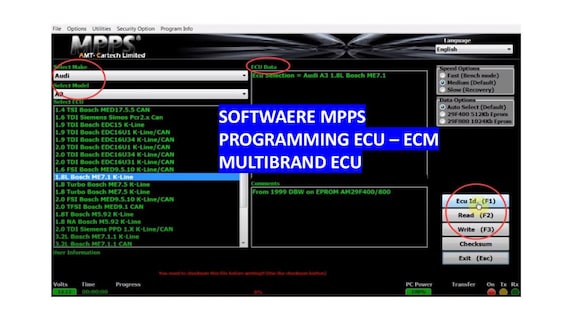 Software programming multi-brand MPPS v18   for reading and writing Delphis, Siemens, Marelli, Delco, Sagem, Trionic, and many others.