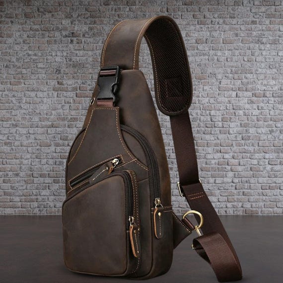 Personalized Leather Chest Bag: Travel Sling, Crossbody Shoulder Bag - Image 2