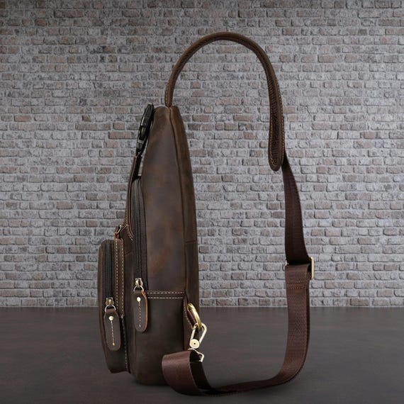 Personalized Leather Chest Bag: Travel Sling, Crossbody Shoulder Bag - Image 3