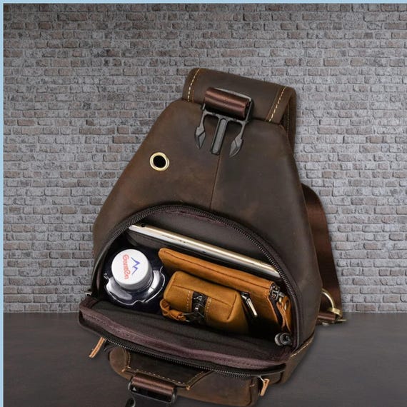 Personalized Leather Chest Bag: Travel Sling, Crossbody Shoulder Bag - Image 8