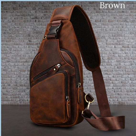 Personalized Leather Chest Bag: Travel Sling, Crossbody Shoulder Bag - Image 10