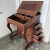 Vintage Burma Teak Davenport Desk: Antique Writing Secretary Table