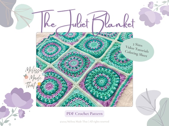 Juliet Blanket Crochet Pattern / Granny Square Blanket Pattern / Crochet Pattern / 3 Sizes / Baby Blanket / Throw Blanket