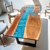 Handmade Blue Epoxy River Dining Table – Live Edge Wood Resin Table, Modern Rustic Furniture, Custom Epoxy Luxury Ocean Epoxy Resin Table | Handmade Blue Epoxy River Dining Table – Live Edge Wood Resin Table, Modern Rustic Furniture, Custom Epoxy Luxury Ocean Epoxy Resin Table |
